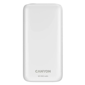 Външна батерия/power bank/ Canyon PB-301, 30 000mAh, бяла, 2x USB-A, 2x USB-C, PD, дисплей | JAR Computers Външна батерия Canyon PB-301 White