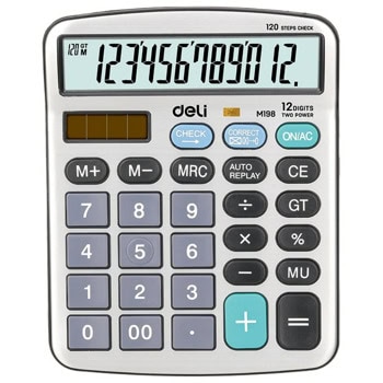 Калкулатор Deli Core EM19810, 12 разряден дисплей, настолен, Check, Correct, Memory, MU rate, GT, %, Auto reply, корен квадратен, бял | JAR Computers Deli Core EM19810