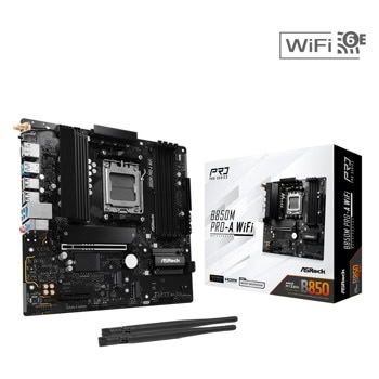 Дънна платка ASRock B850M Pro-A WiFi, B850, AM5, DDR5, PCI-E 5.0 (DP&HDMI), 3x M.2 slots, 4x SATA 6Gb/s, 1x USB 3.2 Gen2 Type-C, 1x USB 3.2 Gen2 Type-A, Wi-Fi 6E, Bluetooth 5.2, 2.5GbE LAN, Micro ATX | JAR Computers ASRock B850M Pro-A WiFi 90-MXBR9-A0UAYZ