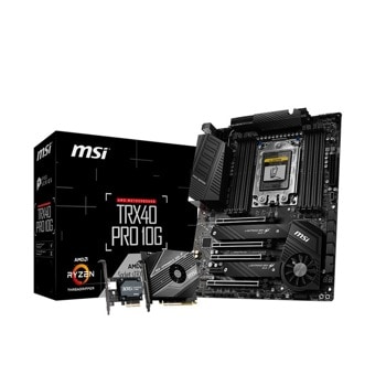 Дънна платка MSI TRX40 PRO 10G, TRX40, TR4, DDR4, PCI-E 4.0(CF&SLI), 8x SATA 6Gb/s, 2x M.2, 1x USB 3.2 Gen 2x2 Type-C, ATX | JAR Computers MSI TRX40 PRO 10G