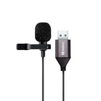 Микрофон Sandberg SNB-126-19, тип брошка, USB A, черен image