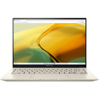 Лаптоп Asus Zenbook 14 OLED UX3404-M041X (90NB1086-M00F60)(бежов), четиринадесетядрен Intel Core i9-13900H 2.6/5.4GHz, 14.5" (36.83cm) 2.8K OLED 120Hz Touch дисплей, (HDMI), 32GB LPDDR5, 1TB SSD NVMe, 2x Thunderbolt 4, Windows 11 Pro, 1.56kg | JAR Computers Лаптоп Asus Zenbook 14X OLED UX3404-M941X