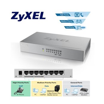 ZyXEL GS-108Bv2 Switch 8 портов 10/100/1000