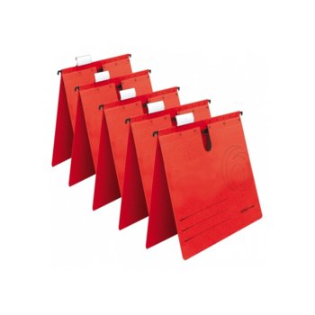 Папка картотека Herlitz, Л-образна, изработена от картон, с метални шини, червена, 5бр. в опаковка | JAR Computers Herlitz Папка картотека