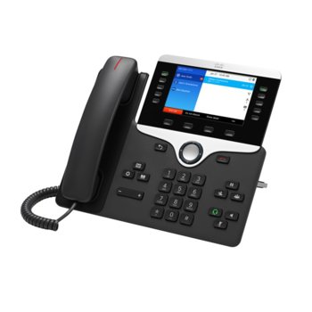 VoIP телефон Cisco IP Phone 8851, 5.0"(12.70 cm) WVGA цветен дисплей, 5 линии, 2x RJ-45 10/100/1000, PoE, тъмно сив image