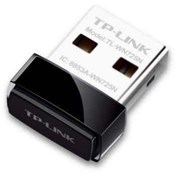 Мрежови адаптер TP-Link TL-WN725N, 150Mbps, Wireless-N/G/B, Nano USB Adapter, ултра-компактен image