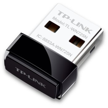 Мрежови адаптер TP-Link TL-WN725N, 150Mbps, Wireless-N/G/B, Nano USB Adapter, ултра-компактен | JAR Computers TP-Link TL-WN725N