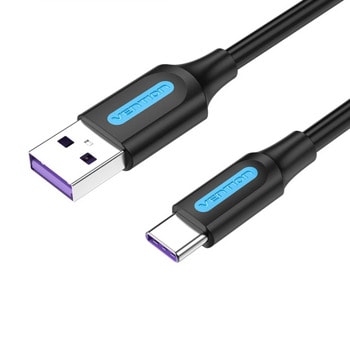 Кабел Vention CORBF, от USB A(м) към USB C(м), 1m, екраниран, черен | JAR Computers кабел vention usb a м to usb c м 1m black corbf