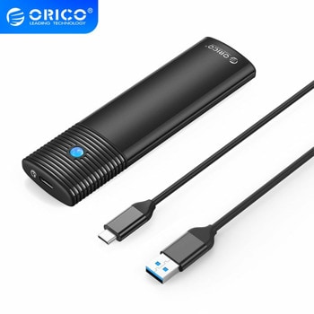 Кутия Orico PWM2, за M.2 2280 SSD, SATA, USB3.2 Gen1 Type-C, кабел от USB-A(м) към USB-C(м), 0.3m, черна | JAR Computers кутия orico pwm2 black SATA PWM2-BK-BP