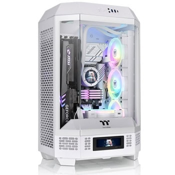 Кутия Thermaltake Tower 300 Snow, Micro ATX/Mini ITX, 1x USB 3.2 Gen 2 Type-C, 2x USB 3.0, 2x CT140 вентилатора, с прозорец, бяла, без захранване | JAR Computers Thermaltake Tower 300 Snow CA-1Y4-00S6WN-00