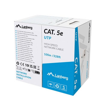 Кабел Lanberg LCU5-12CU-0100-S, UTP, Cat.5e, 100m, сив | JAR Computers Lanberg LCU5-12CU-0100-S