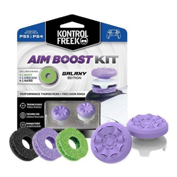 Сменяеми бутончета и пръстени Thumb Grips and rings KontrolFreek FPS Aim Boost Kit Galaxy Edition (2807-PS5), за PS4/PS5, за Dual Shock/DualSense, лилави | JAR Computers KontrolFreek FPS Aim Boost Kit Galaxy Ed 2807-PS5