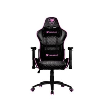 Геймърски стол Cougar Armor One EVA, газов амортисьор, до 120 kg., кожа, регулируеми подлакътници, черен/розов | JAR Computers Cougar Armor One EVA Black/Pink CG3MAOPNXB0001