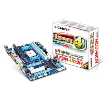 Дънна платка Gigabyte A75M-UD2H, AMD A75, FM1, DDR3, 2xPCI-E(HDMI, DVI, DisplayPort), SB7.1 Dolby Home Theater, Lan1000, 5xSATA 6Gb/s RAID 0,1,10, 4xUSB3.0, 1394, mATX | JAR Computers Gigabyte A75M-UD2H