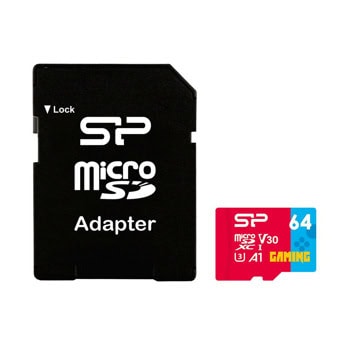 Карта памет 64GB microSDHC с адаптер, Silicon Power Superior Gaming, UHS-I U3, скорост на четене до 100MB/s, скорост на запис 80MB/s | JAR Computers Silicon Power 64GB Superior Gaming UHS-I U3