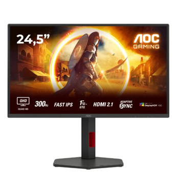 Монитор AOC Q25G4SR, 24.5"(62.23cm) IPS WLED панел, 300Hz, QHD, 1ms, 400cd/m2, DisplayPort, HDMI | JAR Computers AOC Q25G4SR