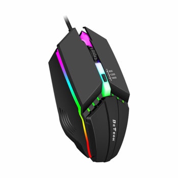 Мишка DeTech D5, оптична (1000 dpi), USB, черна, гейминг, RGB подсветка | JAR Computers Мишка DeTech D5 774
