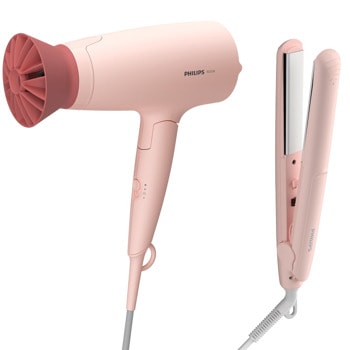 Комплект за прически Philips series 3000 pink (BHP398/00), 1600W, 3 настройки за скорост/температура, Керамични плочи с кератин | JAR Computers PHILIPS series 3000 pink BHP398/00