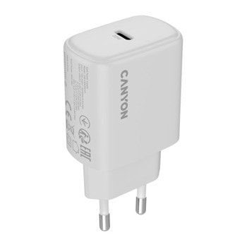 Зарядно устройство Canyon OnCharge 200, от контакт към 1x USB-C(ж), 12V, бяло, 20W | JAR Computers Canyon OnCharge 200 White CNE-CHA200-01