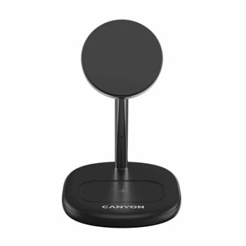 Безжично зарядно Canyon WCS-205, от USB-C(ж) към безжично зареждане, 9V/3A, черно, 15W | JAR Computers Canyon WCS-205 Black CNS-WCS205B