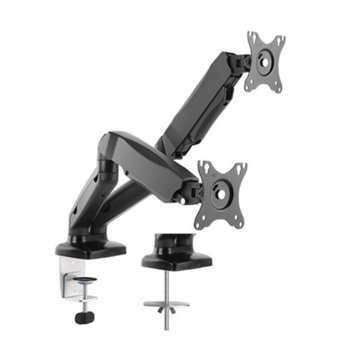 Стойка за монитор Lumi LDT13-C024, за плот, за екрани от 13" до 27", VESA до 100x100, до 6.5кг на монитор, регулируема, за 2 бр. монитора, черна | JAR Computers Lumi LDT13-C024