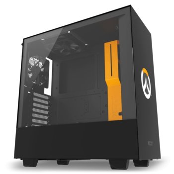 Кутия NZXT H500 NZXT-CASE-H500B-OW Overwatch Special Edition, ATX/mATX/mini-ITX, 2x USB 3.1 Gen1, страничен прозорец от закалено стъкло, черна, без захранване | JAR Computers NZXT H500 Overwatch Special Edition NZXT-CASE-H500