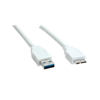 Кабел Roline 11.99.8874, USB 3.0 A(м) към USB Micro A(10-pin)(м), 2m, бял image