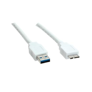 Кабел Roline 11.99.8874, USB 3.0 A(м) към USB Micro A(10-pin)(м), 2m, бял | JAR Computers ROLINE USB 3.0 A(м) към USB Micro B(10-pin)(м) 2m