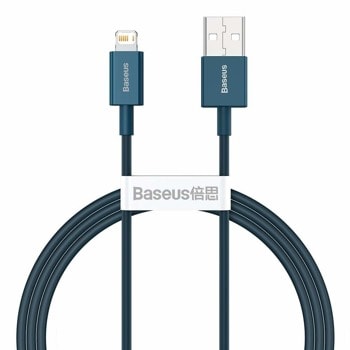 Кабел Baseus Superior Lightning Blue (CALYS-A03), от USB-A(м) към Lightning(м), 1m, 2.4A/12W, син | JAR Computers Baseus Superior Lightning CALYS-A03