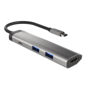 Докинг станция Natec Fowler Slim, от USB-C към 1x USB-C, 2x USB-A, 1x HDMI, сива | JAR Computers Докинг станция Natec Fowler Slim NMP-1984