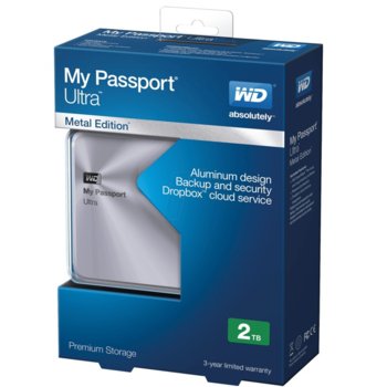 Твърд диск 2TB HDD WD MyPassport Ultra (сребърен), външен, 2.5"(6.35 cm), USB3.0 | JAR Computers 2TB HDD USB 3.0 MyPassport Ultra