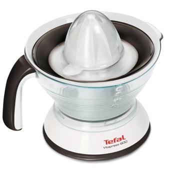Цитрус преса Tefal Vitapress ZP300138, възможност за изстискване с или без пулп, 600ml капацитет, 25W, бяла | JAR Computers Tefal Vitapress ZP300138