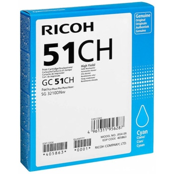 Тонер касета за Ricoh SG 3210 DNw - Cyan - 405863 - Ricoh GC51CH, Заб.: 2500к | JAR Computers Ricoh 405863
