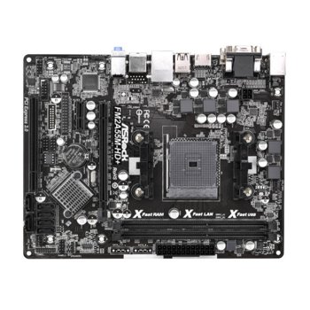 Дънна платка ASRock FM2A55M-HD+, AMD A55, FM2+ (до 100W), DDR3, PCI-E 3.0 (HDMI & DVI), SB5.1, Lan1000, 6x SATA2 RAID 0,1,10, mATX | JAR Computers ASRock FM2A55M-HD+