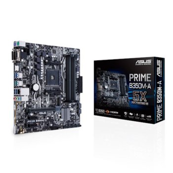 Дънна платка Asus Prime B350M-A, AMD B350, AM4, DDR4, PCI-E (HDMI&DVI&VGA), 6x SATA 6Gb/s, 2x USB 3.1, 4x USB 3.0, mATX | JAR Computers Asus Prime B350M-A