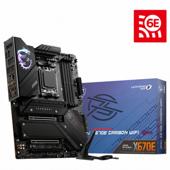 Дънна платка MSI MPG X670E CARBON WIFI, X670E, AM5, DDR5, PCI-E 5.0 (DP&HDMI), 4x M.2, 6x SATA 6Gb/s, 1x USB 3.2 Gen2x2 Type C, ATX | JAR Computers MSI MPG X670E CARBON WIFI 911-7D70-001