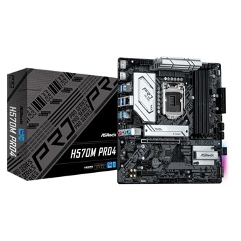 Дънна платка ASRock H570M Pro4, H570, LGA1200, DDR4, PCI-E 4.0 (DP/HDMI)(CFX), 4x SATA 6Gb/s, 2x M.2, 2x USB 3.2 Gen 2, Micro ATX | JAR Computers ASRock H570M Pro4