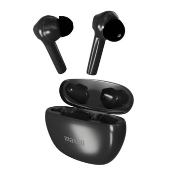 Слушалки Maxell Dynamic Black, безжични, Bluetooth, микрофон, тип "тапи", до 12 часа време за работа, черни | JAR Computers Maxell Dynamic Black