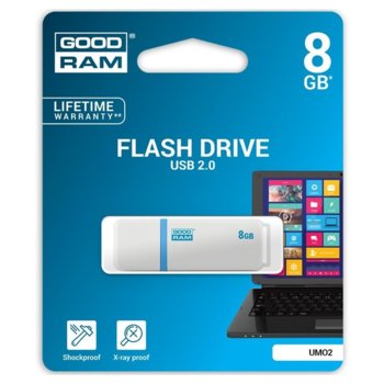 Памет 8GB USB Flash Drive Goodram UMO 2, USB 2.0, бяла | JAR Computers Good 8GB UMO 2 USB 2.0 White