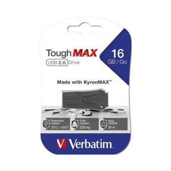 Памет 16GB USB Flash Drive, Verbatim Tough Max, USB 2.0, черна | JAR Computers Verbatim 70000