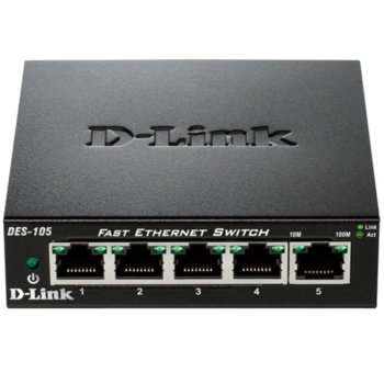 Суич D-Link DES-105, 100 Mbps, 5-ports | JAR Computers D-Link DES-105