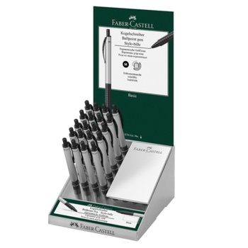 Химикалки Faber-Castell Basic Alu, син цвят на писане, сребристи, 20 бр | JAR Computers Faber-Castell Химикалка Basic Alu сребриста 20 бр