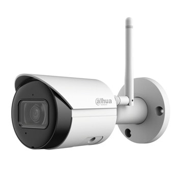 IP камера Dahua IPC-HFW1230DS-SAW-0280B, насочена "bullet" камера, 2Mpix(1920x1080@25FPS), 2.8mm обектив, H.265+/H.265/H.264+/H.264/H.264H/H.264B, IR осветеност (до 30m), външна IP67, microSD до 256GB, микрофон, Wi-Fi | JAR Computers Dahua IPC-HFW1230DS-SAW-0280B