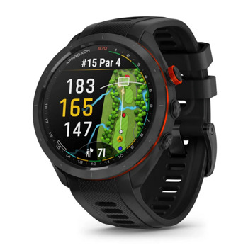 Смарт часовник Approach S70, 1.4" (3.55cm) AMOLED дисплей, Bluetooth, Wi-Fi, 5ATM, до 10 дни време на работа, GPS, пулсомер, следене на съня, 32GB Flash памет, черен безел с черна каишка | JAR Computers Смарт часовник Garmin Approach S70 черен безел