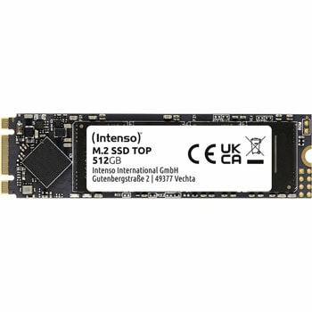 Памет SSD 512GB, Intenso M.2 SSD SATA III Top, SATA 6Gb/s, M.2 (2280), скорост на четене до 550MB/s, скорост на запис до 500MB/s | JAR Computers Intenso M.2 SSD SATA III Top 512GB 3832450