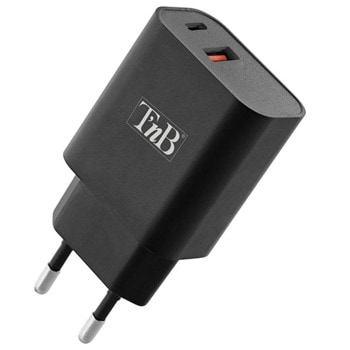 Зарядно устройство TnB CHPD30W2, от контакт към 1x USB C(ж)/1x USB A(ж), 30W, черно | JAR Computers TNB CHPD30W2