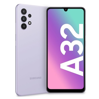 Смартфон Samsung Galaxy A32 (лилав), поддържа 2 SIM карти, 6.4" (16.26 cm) Full HD+ Super AMOLED дисплей, осемядрен Mediatek Helio G80 2.0 GHz, 4GB RAM, 128GB Flash памет (+ microSD слот), 64.0 + 8.0 + 5.0 + 5.0 & 20 MPix камера, Android | JAR Computers Samsung Galaxy A32 4/128GB Violet SM-A325FLVGEUE