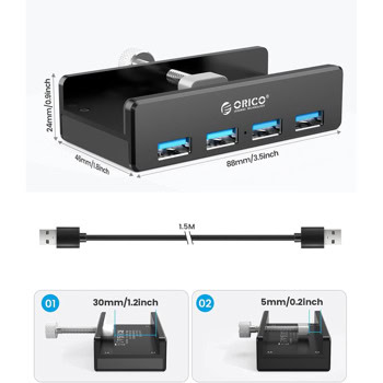 USB хъб Orico MH4PU-P-BK