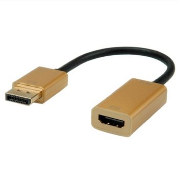 Адаптер Roline 12.03.3170, от DisplayPort(м) към HDMI(ж), златист | JAR Computers Adapter DP M - HDMI F Gold 4K v1.2 12.03.3170