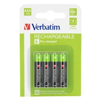 Verbatim Акумулаторна батерия, AAA, HR03, 950 mAh, 4 броя image